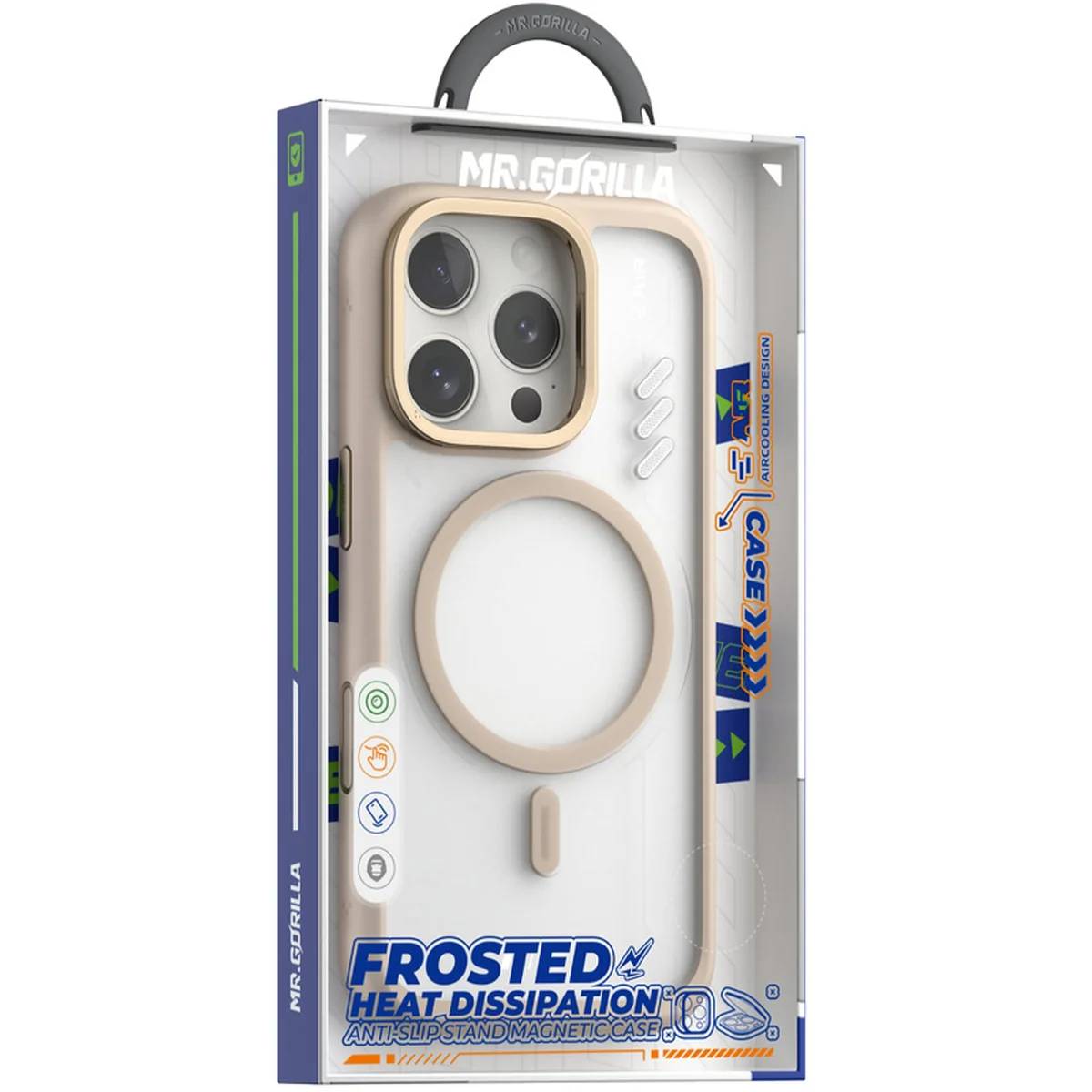TPU+PC чехол Blueo Frosted Heat Dissipation Stand with MagSafe для Apple iPhone 16 Pro Max (6.9") Золотой / Gold