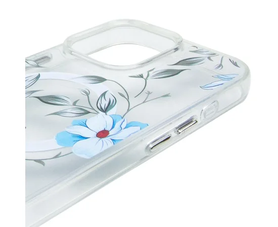 TPU+PC чехол Clear Garden with MagSafe для Apple iPhone 16 Pro Max (6.9") Blue Blossom