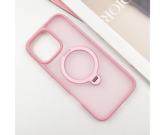 TPU+PC чехол Metal Buttons with MagSafe Colorful HQ Ring для Apple iPhone 16 Pro Max (6.9") Pink