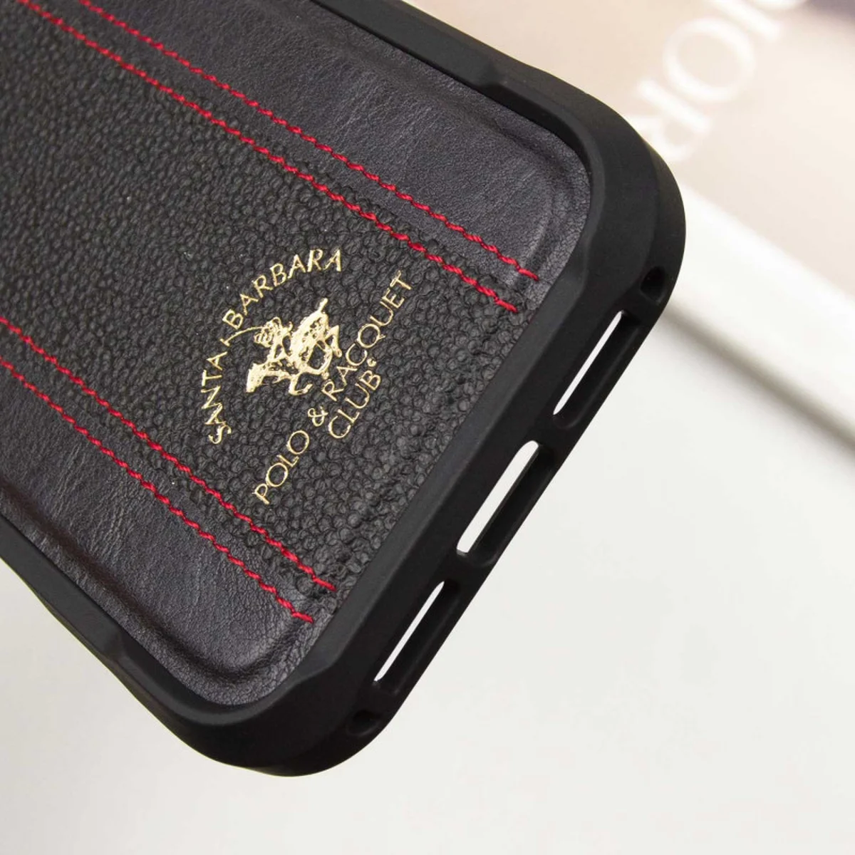 Кожаный чехол Polo Santa Barbara Barton для Apple iPhone 16 Pro Max (6.9") Black / Red