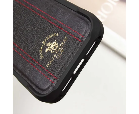 Кожаный чехол Polo Santa Barbara Barton для Apple iPhone 16 Pro Max (6.9") Black / Red