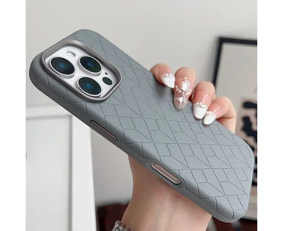 Кожаный чехол Carved with MagSafe для Apple iPhone 16 Pro Max (6.9") Grey