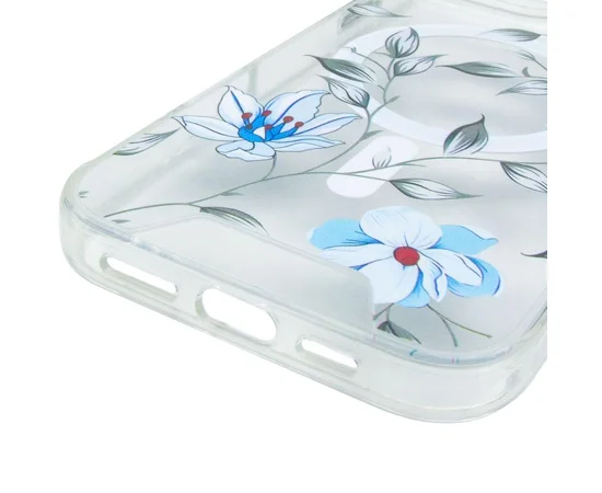 TPU+PC чехол Clear Garden with MagSafe для Apple iPhone 16 Pro Max (6.9") Blue Blossom