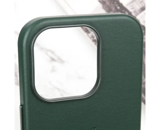 Кожаный чехол Leather Case (AAA) with MagSafe and Animation для Apple iPhone 16 Pro Max (6.9") Green