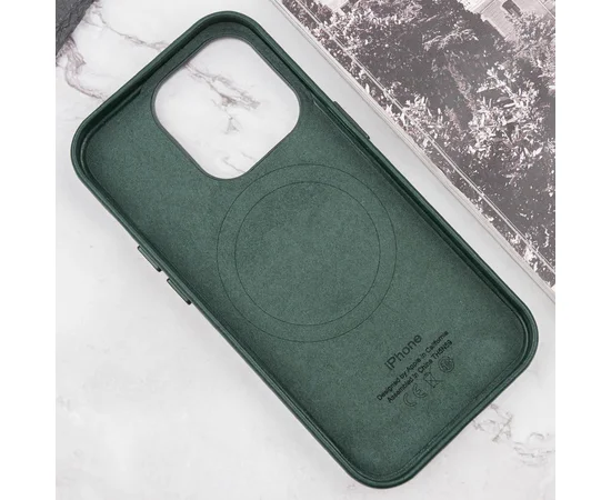 Кожаный чехол Leather Case (AAA) with MagSafe and Animation для Apple iPhone 16 Pro Max (6.9") Green