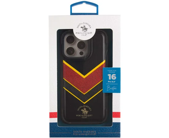 Шкіряний чохол Polo Santa Barbara Barton для Apple iPhone 16 Pro Max (6.9") Black / Yellow