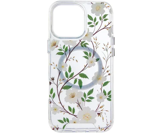 TPU+PC чехол Clear Garden with MagSafe для Apple iPhone 16 Pro Max (6.9") White Gardenia