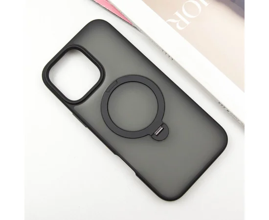 TPU+PC чехол Metal Buttons with MagSafe Colorful HQ Ring для Apple iPhone 16 Pro Max (6.9") Black