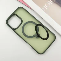 TPU+PC чехол Metal Buttons with MagSafe Colorful HQ Ring для Apple iPhone 16 Pro Max (6.9") Green