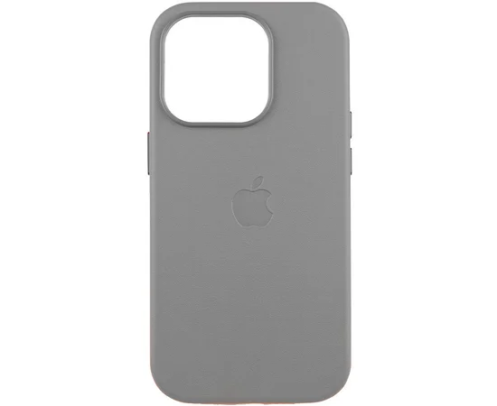 Шкіряний чохол Leather Case (AAA) з MagSafe and Animation для Apple iPhone 16 Pro Max (6.9") Light Gray