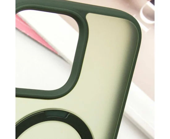 TPU+PC чехол Metal Buttons with MagSafe Colorful HQ Ring для Apple iPhone 16 Pro Max (6.9") Green