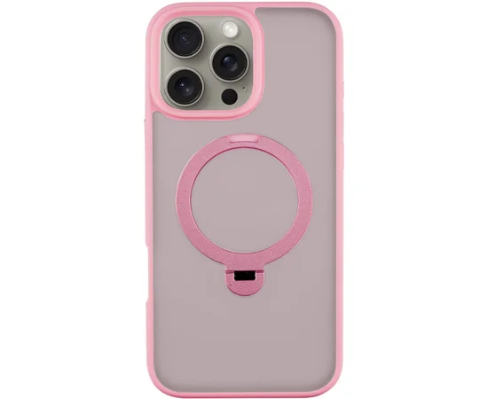 TPU+PC чехол Metal Buttons with MagSafe Colorful HQ Ring для Apple iPhone 16 Pro Max (6.9") Pink
