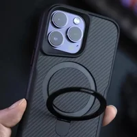 TPU+PC чехол Metal Buttons with MagSafe Carbon Ring для Apple iPhone 16 Pro Max (6.9") Черный