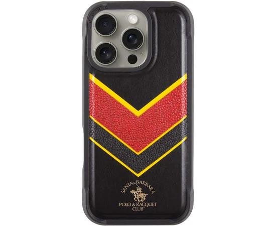 Шкіряний чохол Polo Santa Barbara Barton для Apple iPhone 16 Pro Max (6.9") Black / Yellow