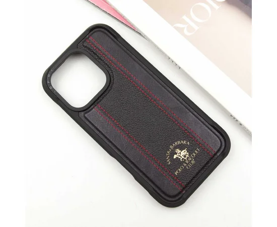 Кожаный чехол Polo Santa Barbara Barton для Apple iPhone 16 Pro Max (6.9") Black / Red