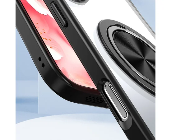 TPU+PC чехол Metal Ring with MagSafe для Apple iPhone 16 Pro Max (6.9") Черный