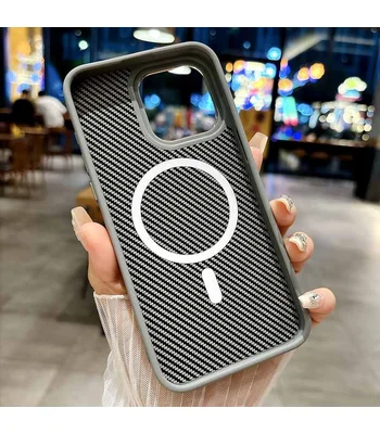 Чехол TPU+PC Carbon with MagSafe для Apple iPhone 16 Pro Max (6.9") Grey
