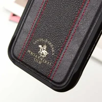 Кожаный чехол Polo Santa Barbara Barton для Apple iPhone 16 Pro Max (6.9") Black / Red