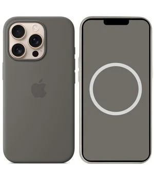 Чехол Silicone case (AAA) with Magsafe and Animation (button) для Apple iPhone 16 Pro Max (6.9") Stone Grey