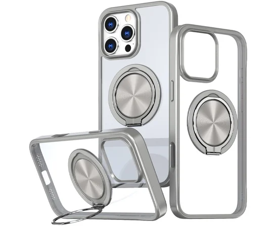 TPU+PC чехол Metal Ring with MagSafe для Apple iPhone 16 Pro Max (6.9") Серый