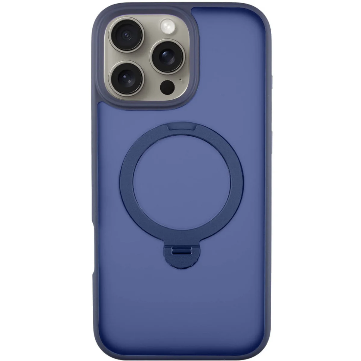 TPU+PC чехол Metal Buttons with MagSafe Colorful HQ Ring для Apple iPhone 16 Pro Max (6.9") Dark Blue