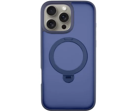 TPU+PC чехол Metal Buttons with MagSafe Colorful HQ Ring для Apple iPhone 16 Pro Max (6.9") Dark Blue