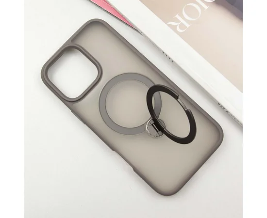 TPU+PC чехол Metal Buttons with MagSafe Colorful HQ Ring для Apple iPhone 16 Pro Max (6.9") Grey
