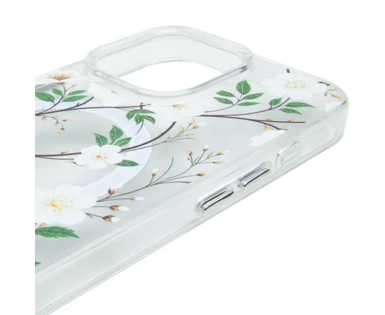 TPU+PC чохол Clear Garden with MagSafe Apple iPhone 16 Pro Max (6.9") White Gardenia