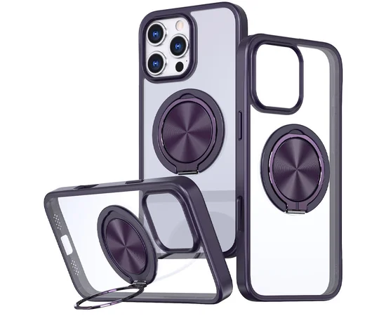 TPU+PC чехол Metal Ring with MagSafe для Apple iPhone 16 Pro Max (6.9") Темно-фиолетовый