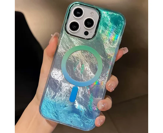 Чехол TPU Shiny Mountain (MagFit) для Apple iPhone 16 Pro Max (6.9") Green / Blue