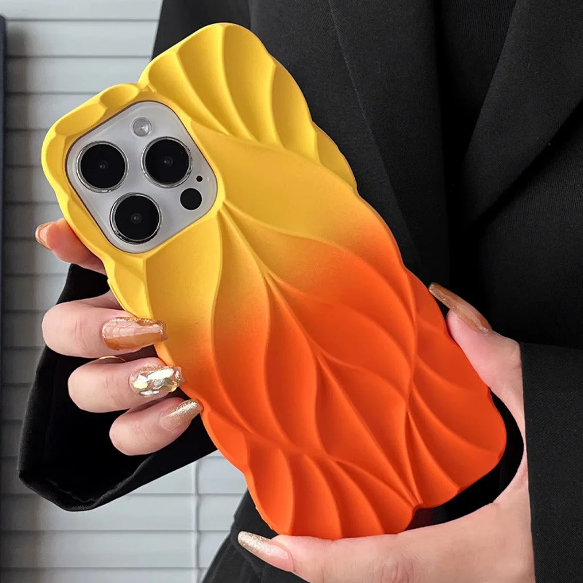 TPU чехол Leaf для Apple iPhone 16 Pro Max (6.9") Yellow / Orange