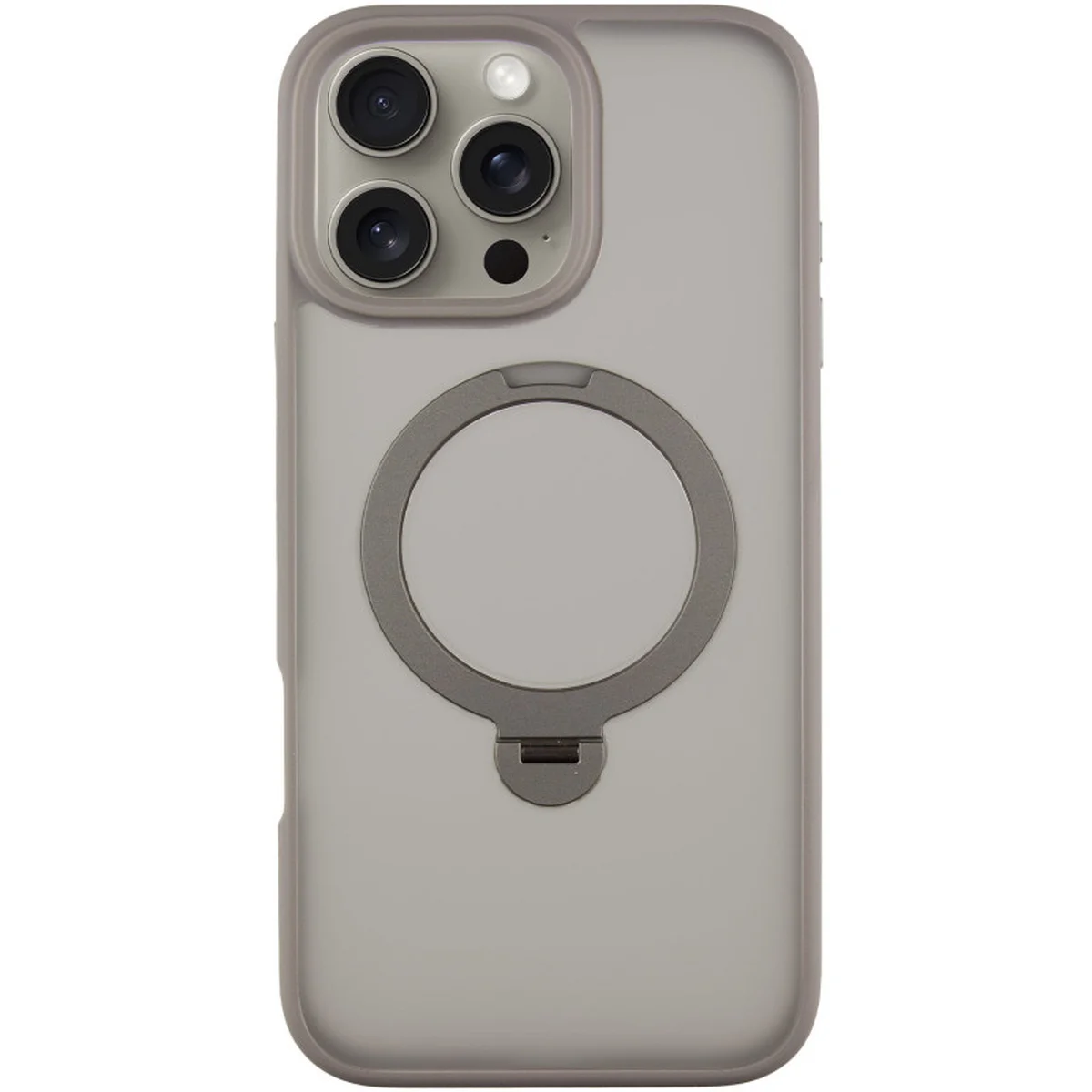 TPU+PC чехол Metal Buttons with MagSafe Colorful HQ Ring для Apple iPhone 16 Pro Max (6.9") Grey