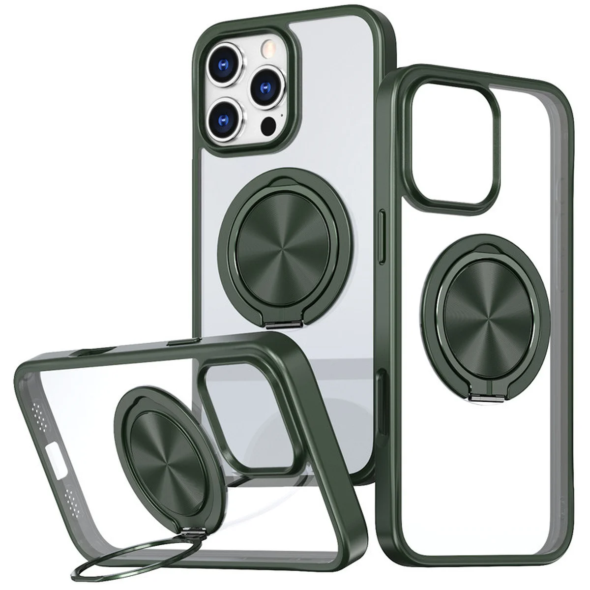 TPU+PC чехол Metal Ring with MagSafe для Apple iPhone 16 Pro Max (6.9") Зеленый