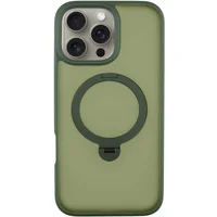 TPU+PC чехол Metal Buttons with MagSafe Colorful HQ Ring для Apple iPhone 16 Pro Max (6.9") Green