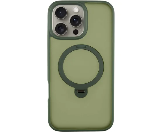 TPU+PC чехол Metal Buttons with MagSafe Colorful HQ Ring для Apple iPhone 16 Pro Max (6.9") Green