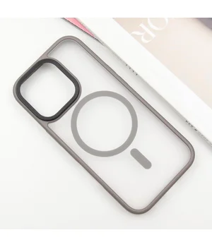 TPU+PC чехол Metal Buttons with MagSafe для Apple iPhone 16 Pro Max (6.9") Серый