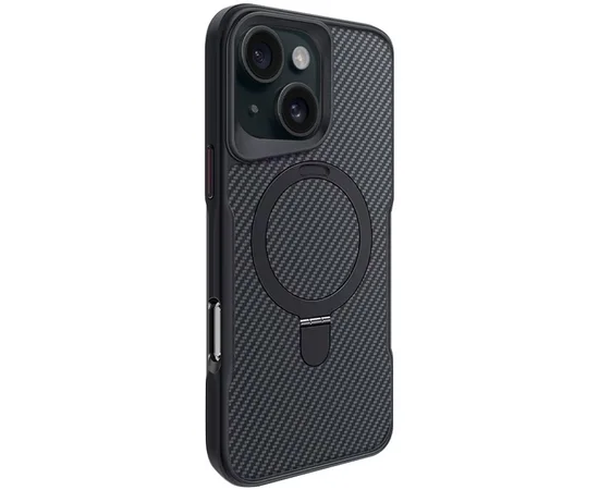 TPU+PC чохол Metal Buttons with MagSafe Carbon Ring для Apple iPhone 16 Pro Max (6.9") Чорний