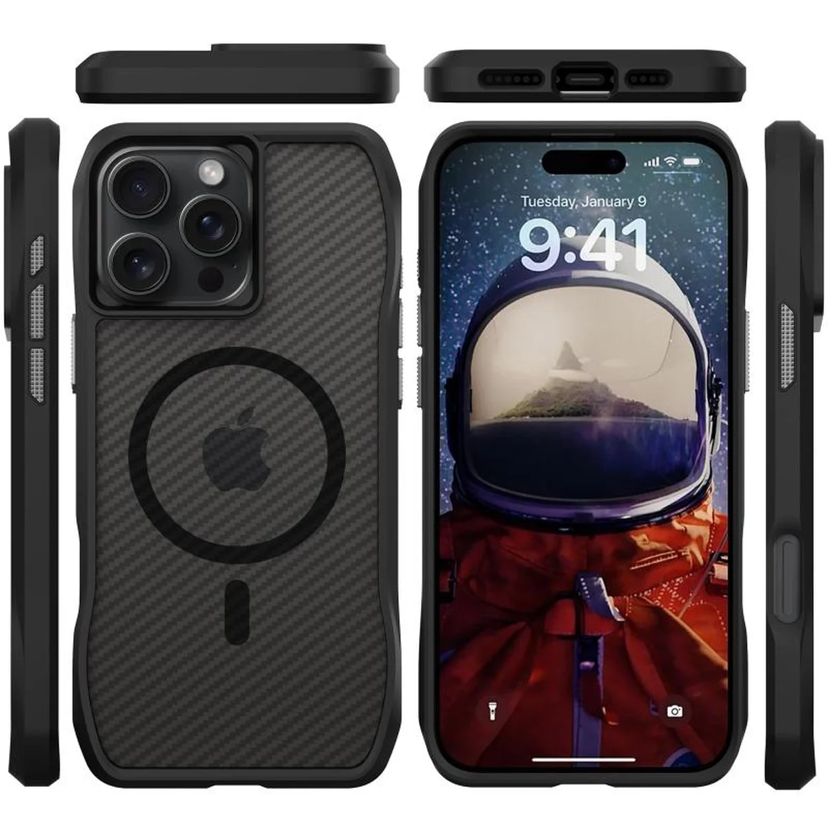 Чехол TPU Space Octagon with MagSafe для Apple iPhone 16 Pro Max (6.9") Carbon Black