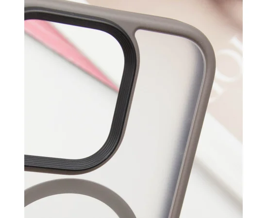 TPU+PC чохол Metal Buttons with MagSafe для Apple iPhone 16 Pro Max (6.9") Сірий