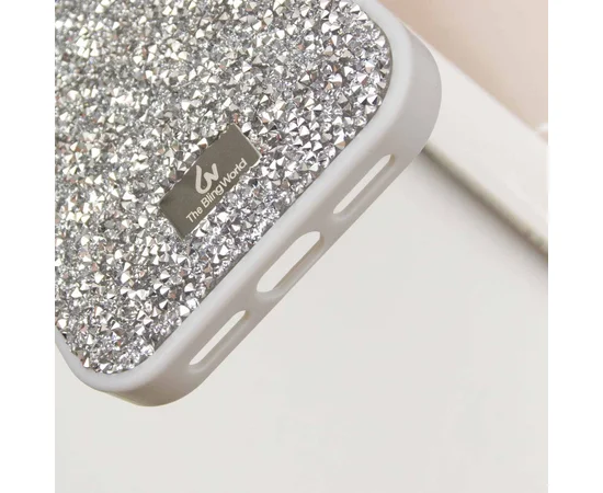 TPU чехол Bling World Rock Diamond для Apple iPhone 16 Pro Max (6.9") Серебряный