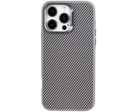 Чехол TPU+PC Carbon with MagSafe для Apple iPhone 16 Pro Max (6.9") Grey