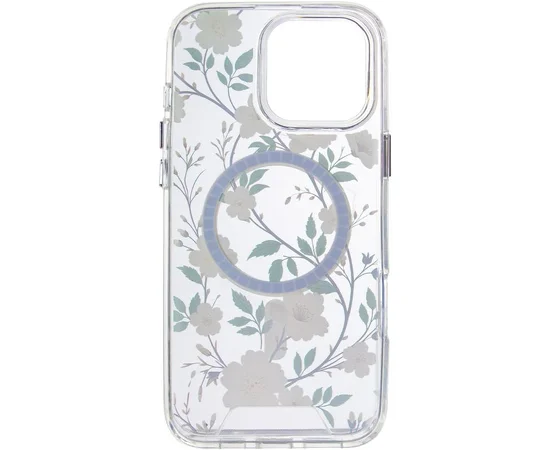 TPU+PC чехол Clear Garden with MagSafe для Apple iPhone 16 Pro Max (6.9") White Gardenia
