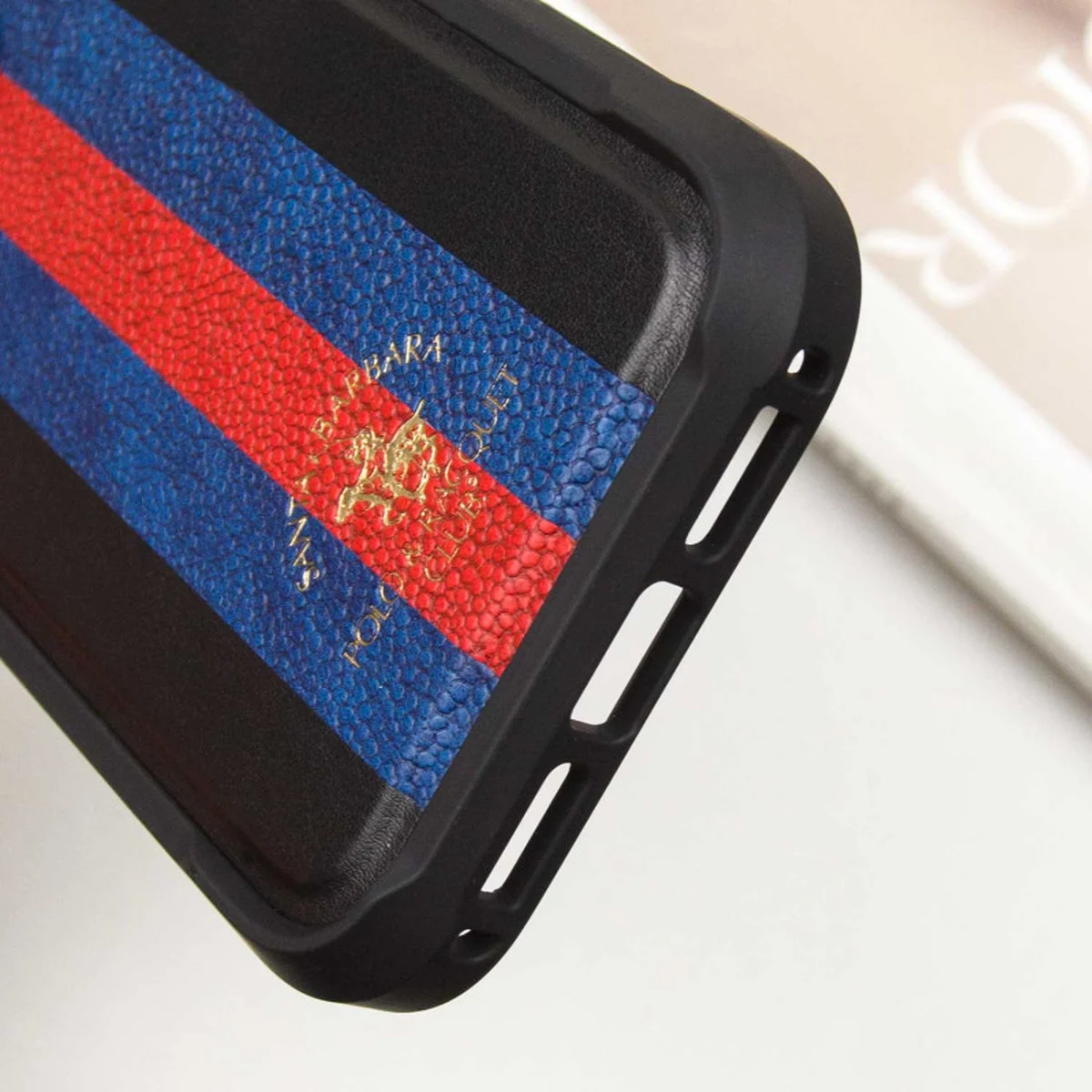 Кожаный чехол Polo Santa Barbara Barton для Apple iPhone 16 Pro Max (6.9") Black / Navy