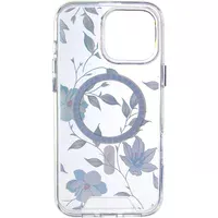 TPU+PC чехол Clear Garden with MagSafe для Apple iPhone 16 Pro Max (6.9") Blue Blossom