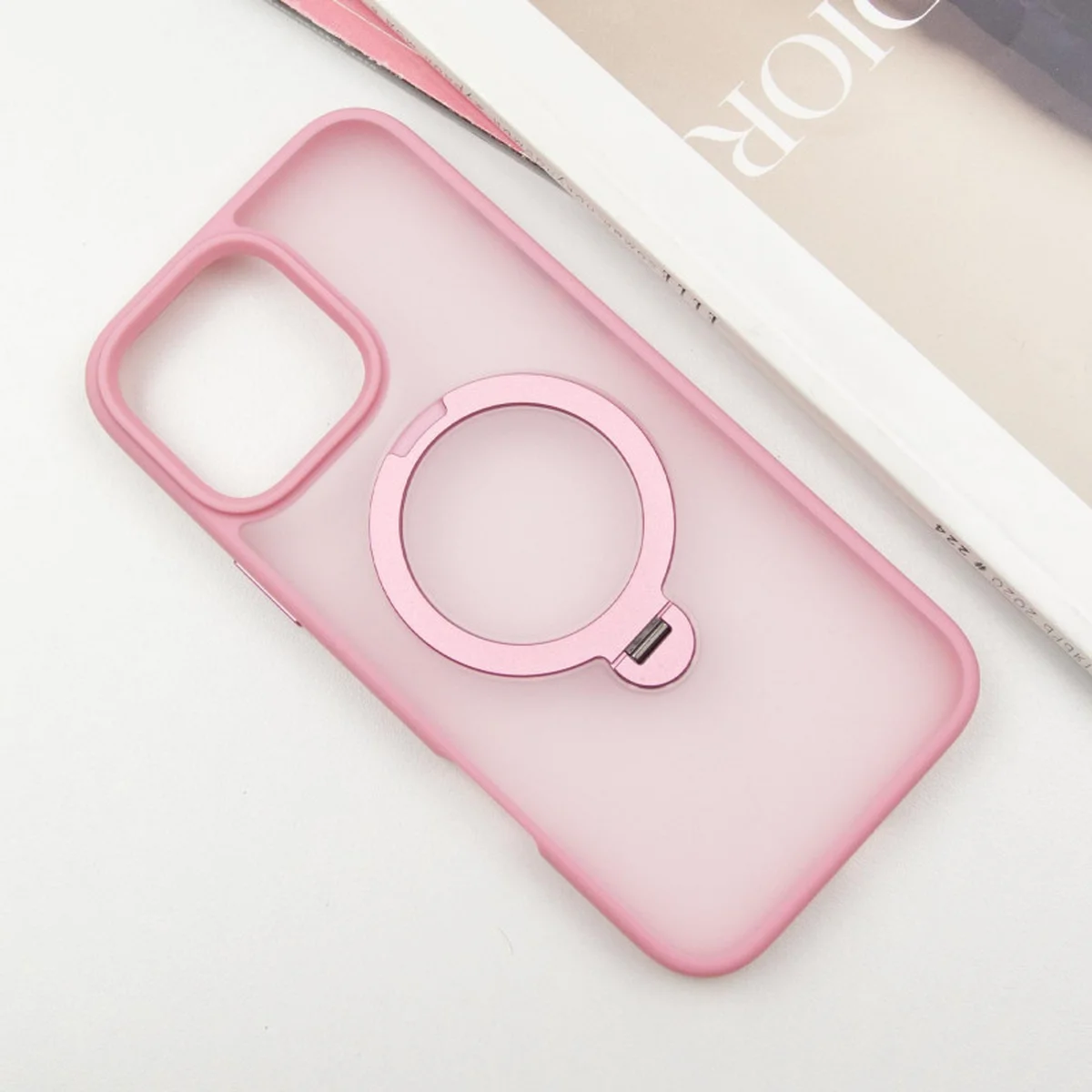 TPU+PC чохол Metal Buttons with MagSafe Colorful HQ Ring для Apple iPhone 16 Pro Max (6.9") Pink