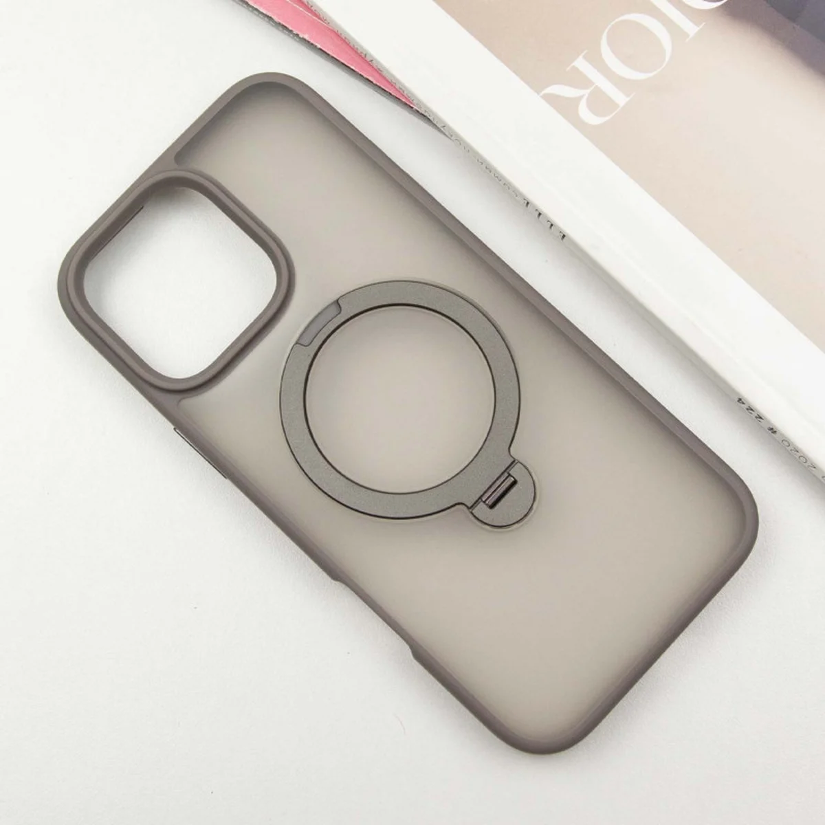 TPU+PC чехол Metal Buttons with MagSafe Colorful HQ Ring для Apple iPhone 16 Pro Max (6.9") Grey