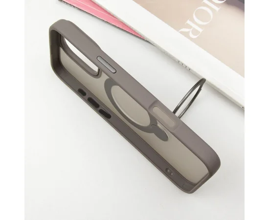 TPU+PC чохол Metal Buttons with MagSafe Colorful HQ Ring для Apple iPhone 16 Pro Max (6.9") Grey