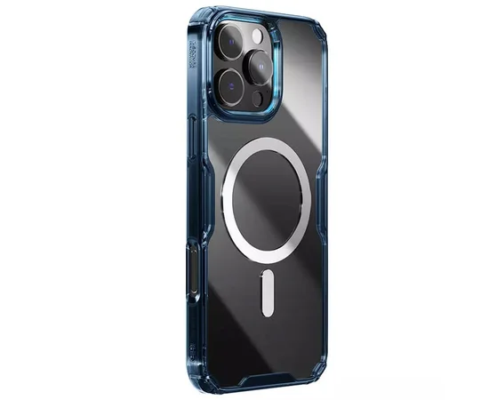 TPU чехол Nillkin Nature Pro Magnetic для Apple iPhone 16 Pro Max (6.9") Синий (прозрачный)