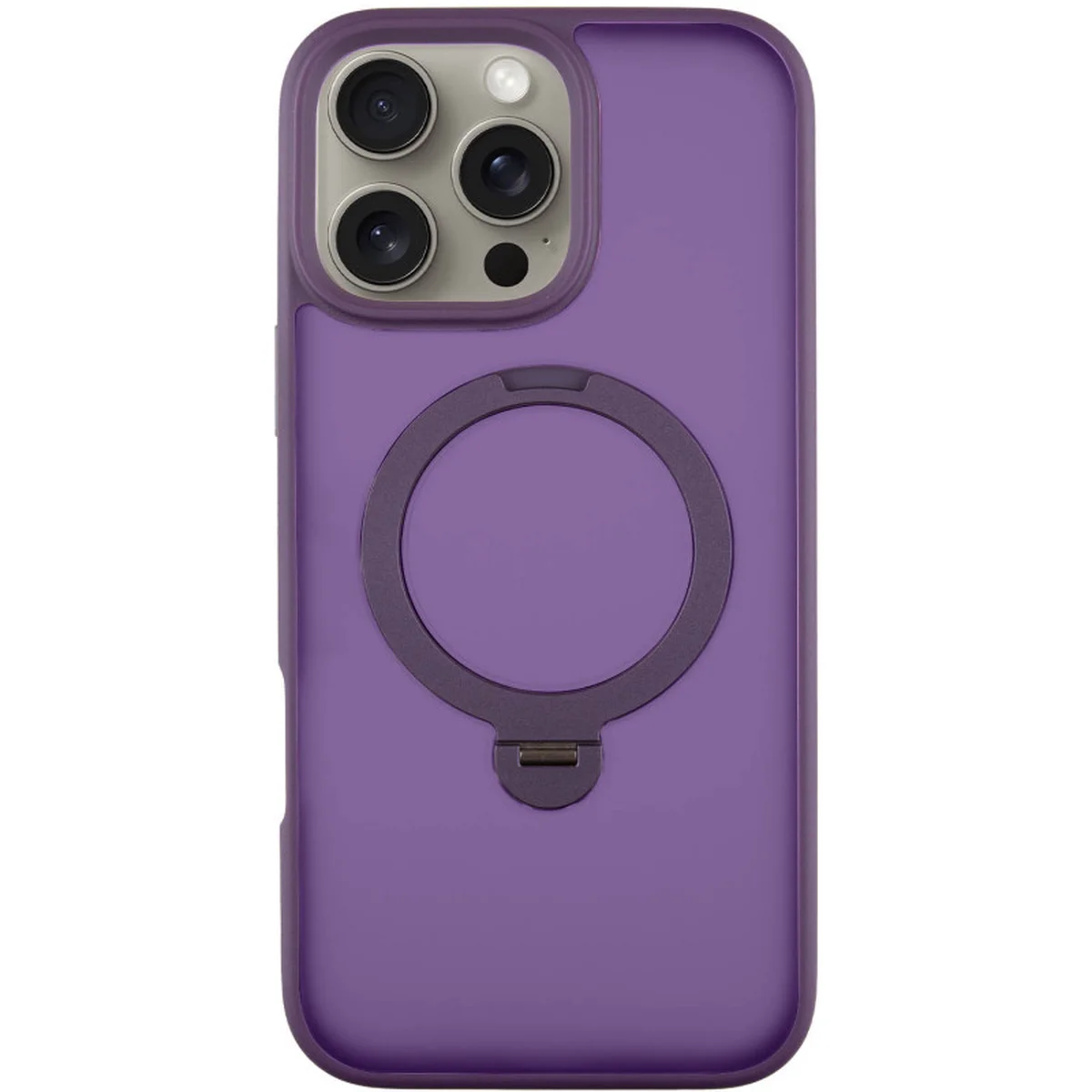 TPU+PC чехол Metal Buttons with MagSafe Colorful HQ Ring для Apple iPhone 16 Pro Max (6.9") Purple