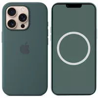 Чехол Silicone case (AAA) with Magsafe and Animation (button) для Apple iPhone 16 Pro Max (6.9") Lake Green